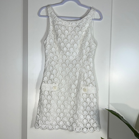 BEBE white square neck eyelet pocket dress - Picture 1 of 14